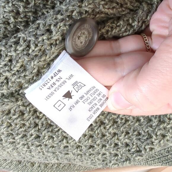 Woolrich Women's Cardigan Sweater Olive Green Heavy Knit Heritage Cotton Large - Picture 5 of 8